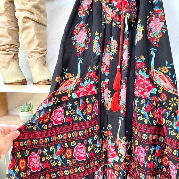 BOHO duster dress/top with peacocks - Picture 4 of 12